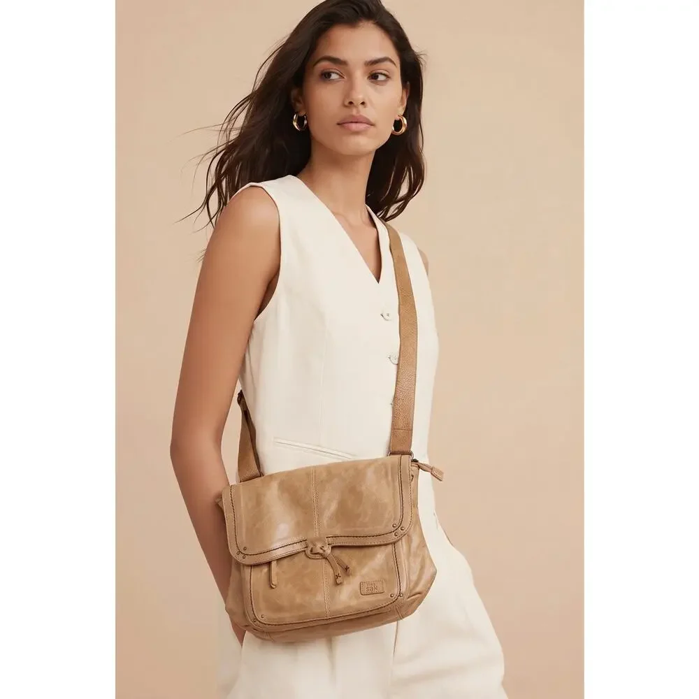 The Sak Ventura Leather Convertible Backpack Boho Messenger Shoulder Bag Flap